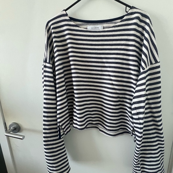 La Ligne Striped Bateau Neckline Sweater - Picture 3 of 6